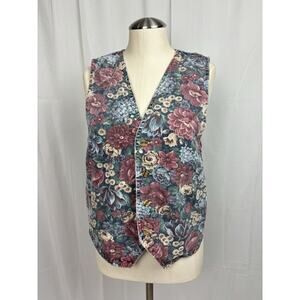Vintage American Profile Floral Vest Jeanswear Denim Size M